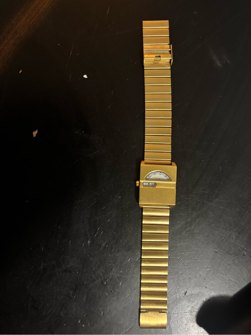 Gold Men’s Retro Digital-Style Bracelet Watch